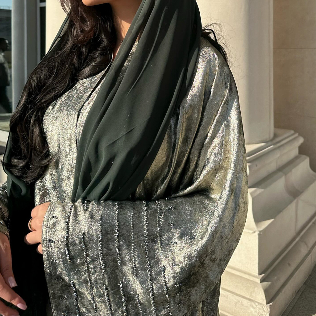 Shiny Satin Open Kimono Abaya Dubai Luxury Muslim Abayas For Women Kaftan Dress Islam Clothing Robe Caftan - detail 6