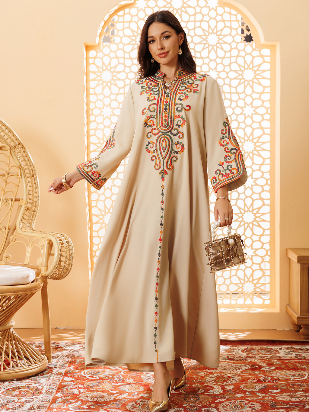 Ramadan Muslim Women's Embroidered Loose abaya Raya For Women Dubai Elegant Casual - detail 1