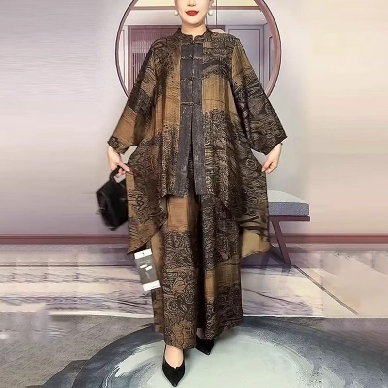 2 piece set ethnic style mother suit spring and autumn loose irregular retro temperament national style - detail 6