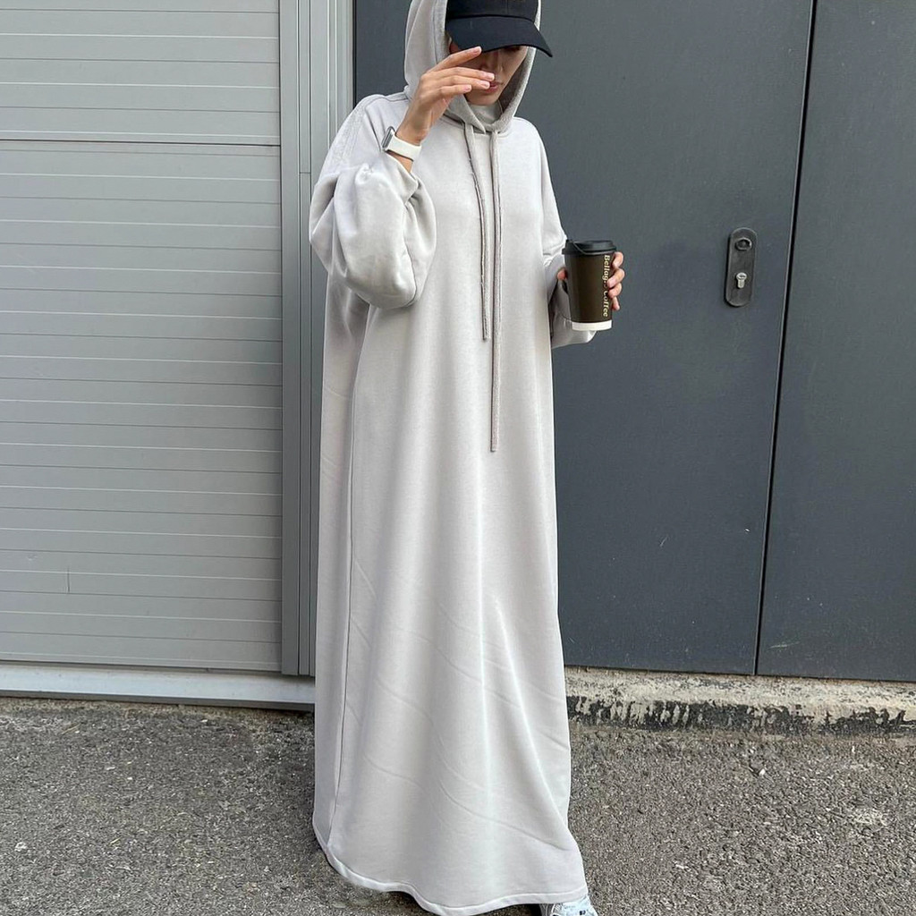 Muslim Women Hoodie Dress Saudi Arabic Long Robe Abaya Dubai Kaftan Raya Ramadan Hooded Dresses Abayas and Jubah - detail 5