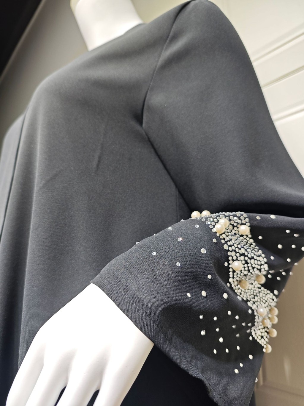 Muslim Black Abaya Dubai Luxury Open Cardigan Women's Prayer Caftan For Evening Robe Clothes Large Size With Belt - detail 11