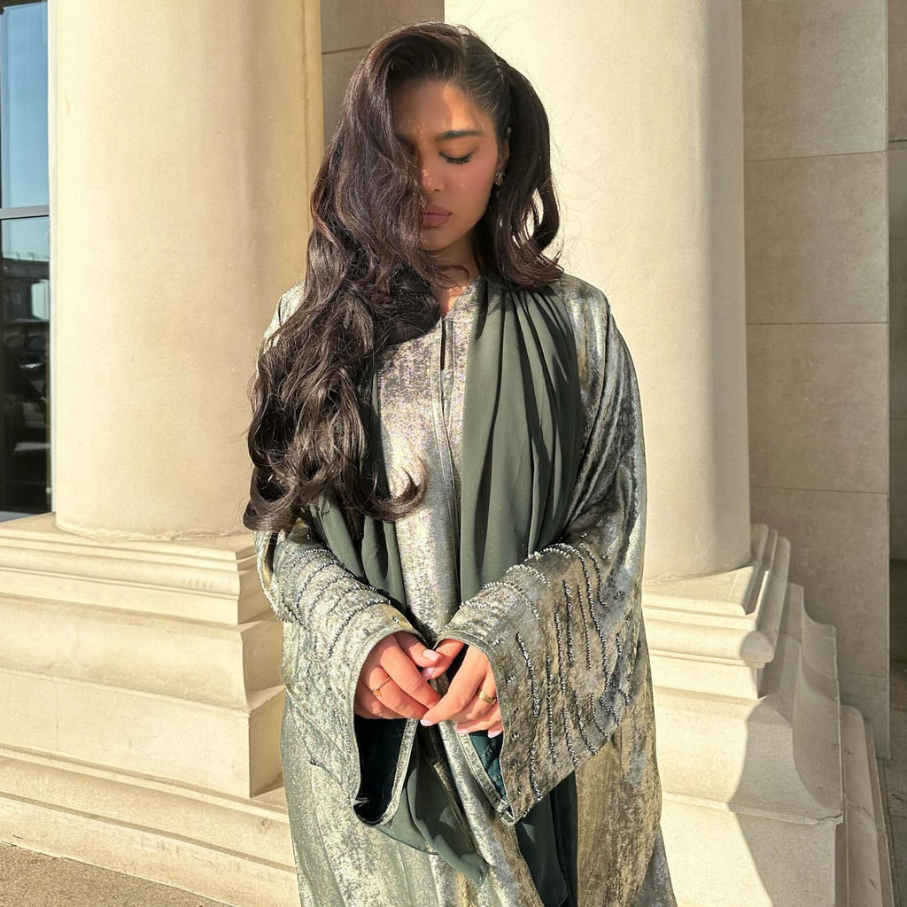 Shiny Satin Open Kimono Abaya Dubai Luxury Muslim Abayas For Women Kaftan Dress Islam Clothing Robe Caftan - detail 4