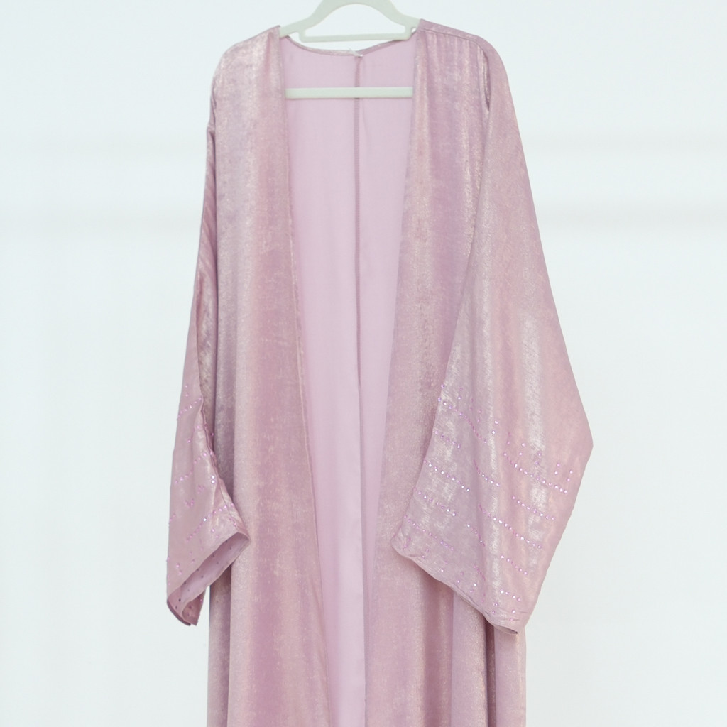 Shiny Satin Open Kimono Abaya Dubai Luxury Muslim Abayas For Women Kaftan Dress Islam Clothing Robe Caftan - detail 10