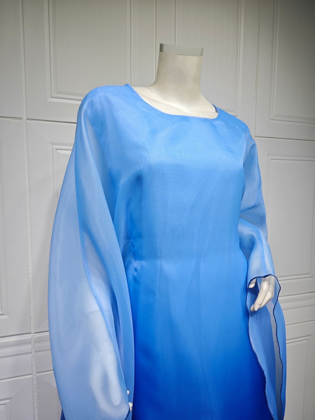 Raya Arab Satin Muslim Party Dress for Women Bat Sleeve Abaya Long Dresses Malayu Kaftan Ramadan Gown Robe - detail 5
