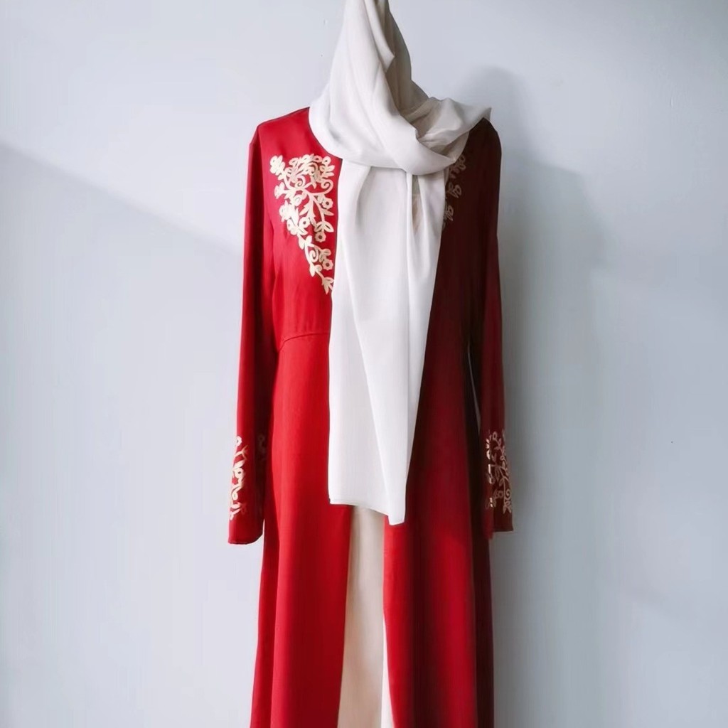 Dubai Islamic Clothes Kaftan Arabic Robe Print Muslim Dress Long Sleeve Abayas for Women Raya Mubarak Elegant Gown - detail 5