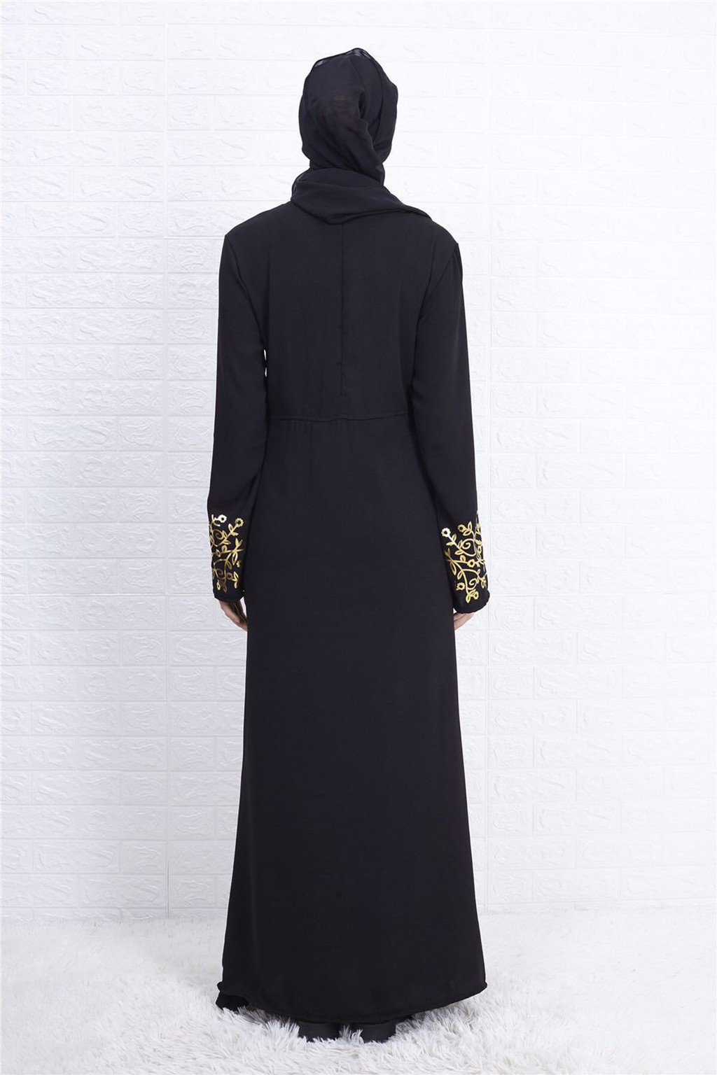 Dubai Islamic Clothes Kaftan Arabic Robe Print Muslim Dress Long Sleeve Abayas for Women Raya Mubarak Elegant Gown - detail 7