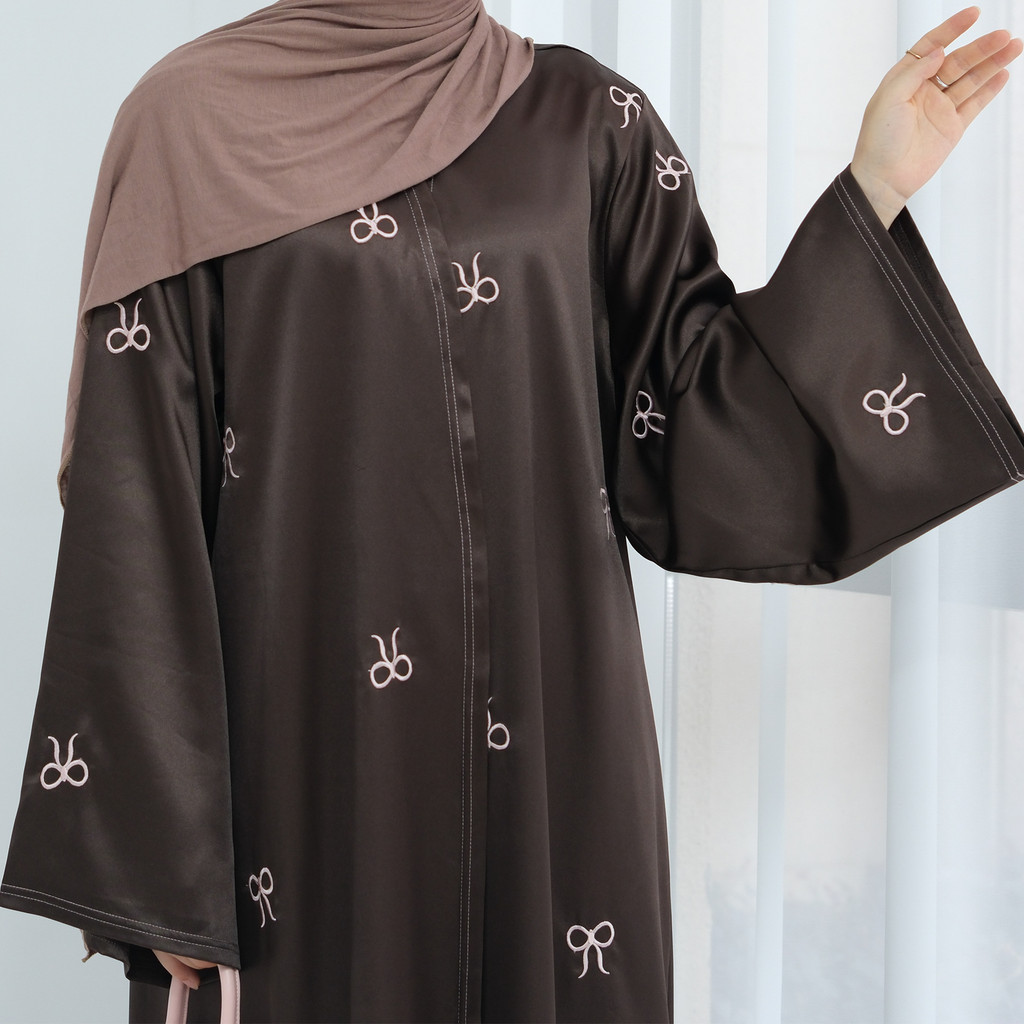 Raya Muslim Open Abaya for Women Cardigan Robe Long Dresses Bow Embroidery Ramadan Dubai Abayas Kaftan Jubah - detail 6