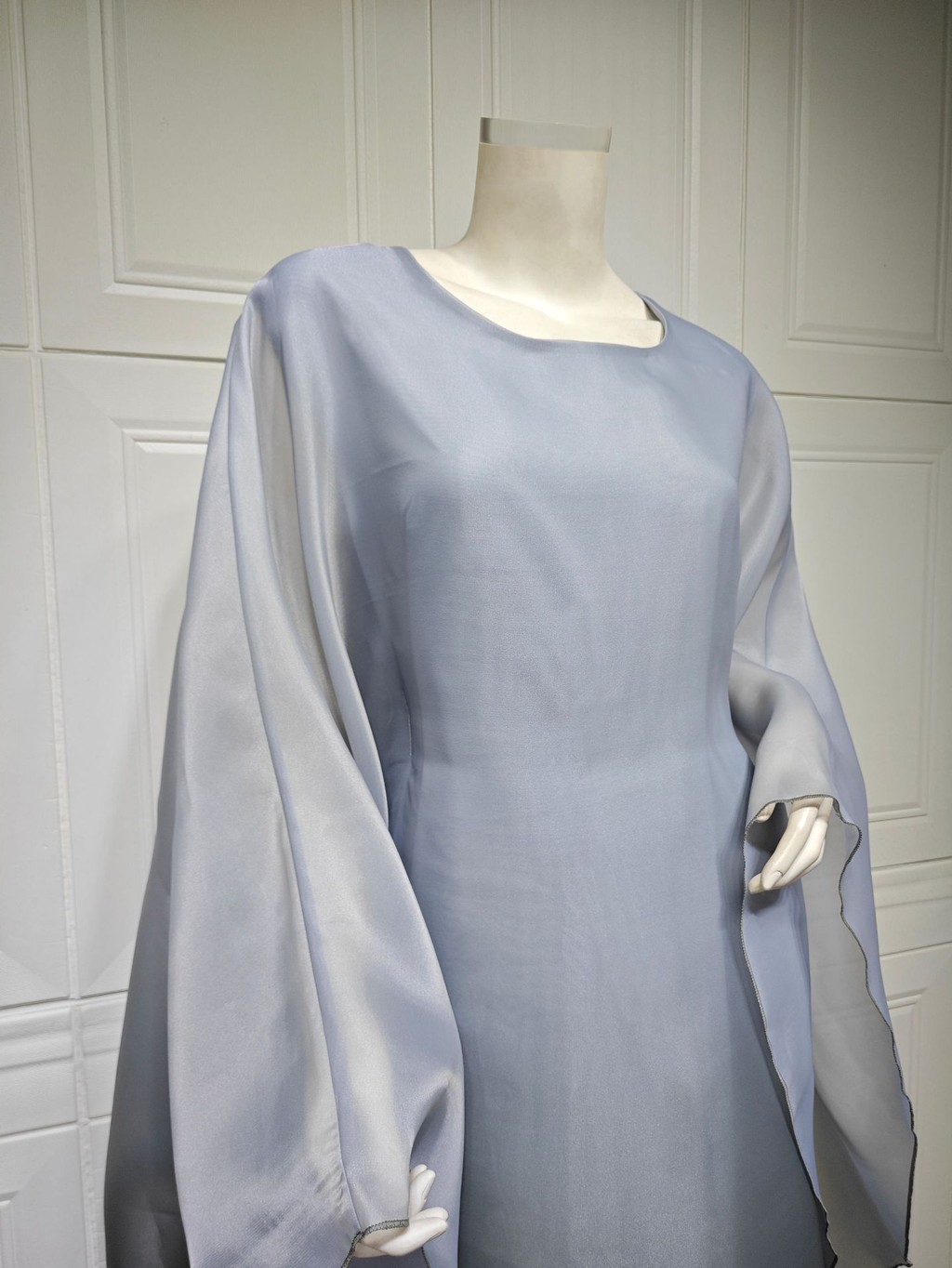 Raya Arab Satin Muslim Party Dress for Women Bat Sleeve Abaya Long Dresses Malayu Kaftan Ramadan Gown Robe - detail 11