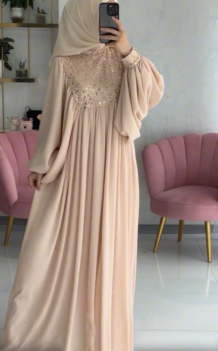 Raya Muslim Party Dress Abaya for Women Sequins Dresses Loose Kaftan Islam Arab Long Robe Ramadan Dubai - detail 4