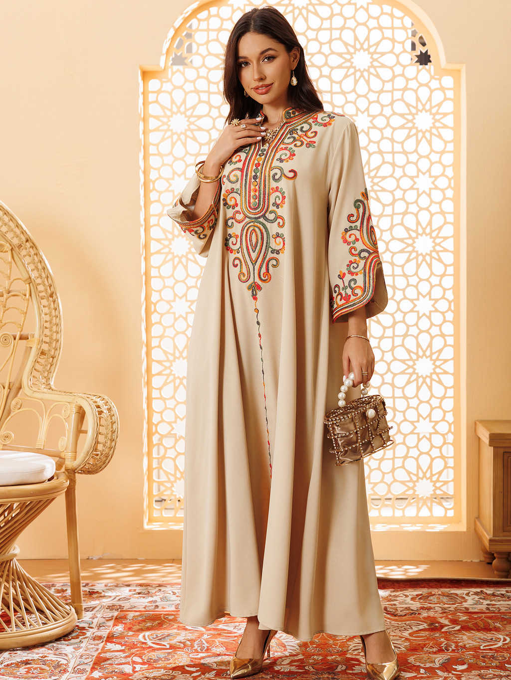Ramadan Muslim Women's Embroidered Loose abaya Raya For Women Dubai Elegant Casual - detail 2