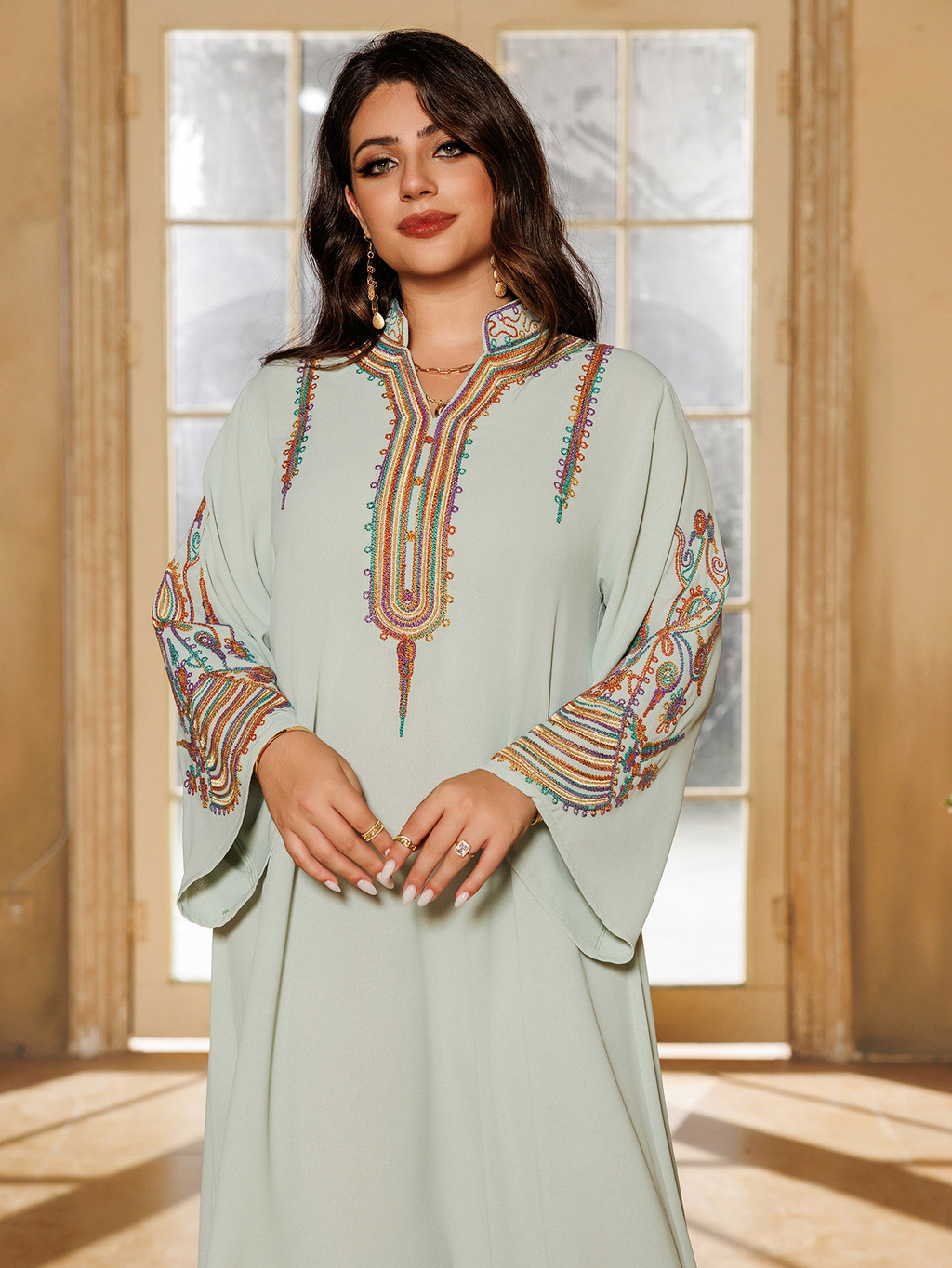 Abaya Women Party Dress Embroidery Muslim Modest Raya Dresses Long Robe Ramadan Dubai Kaftan Abayas - detail 8
