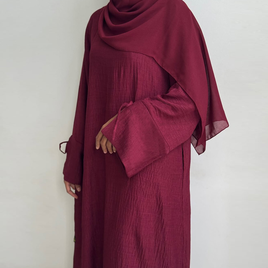 New Luxury Saudi Women Abayas Malay Women Solid Long Sleeve O Neck Ramadan Women's Clothing - detail 5