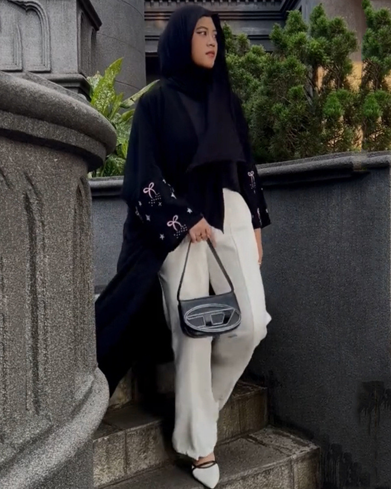 Muslim Abaya Dress for Women Embroidery Cardigan Raya Ramadan Robe Dubai Abayas Kaftan Islam Arab - detail 2