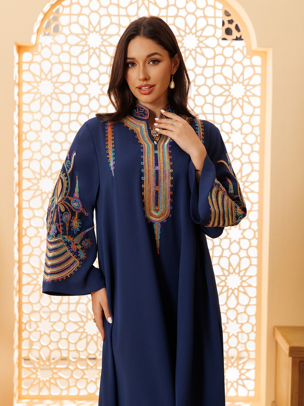 Abaya Women Party Dress Embroidery Muslim Modest Raya Dresses Long Robe Ramadan Dubai Kaftan Abayas - detail 7