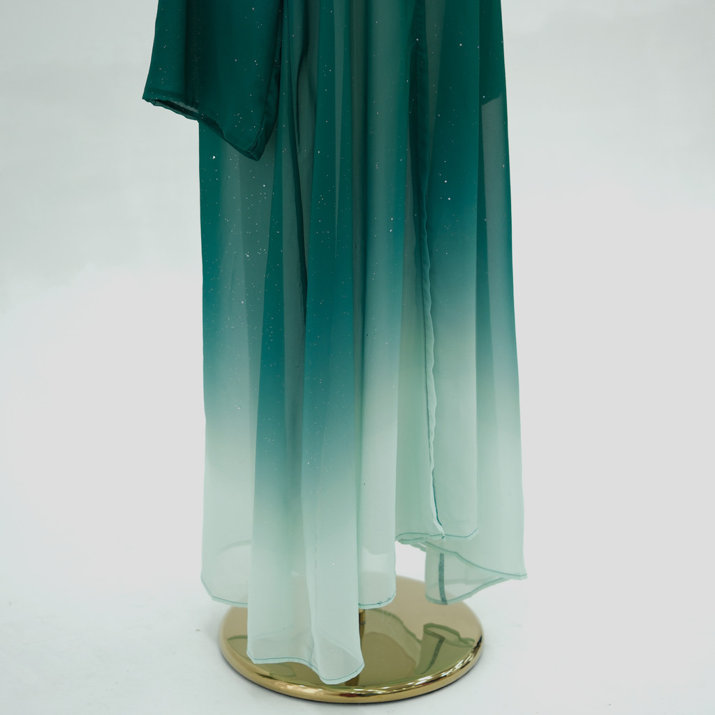 3 Piece Dubai Luxury Shiny Gradient Color Abaya Open Muslim Dresses with Scarf Chiffon Modest Robe Khimar Islamic Caftan - detail 10