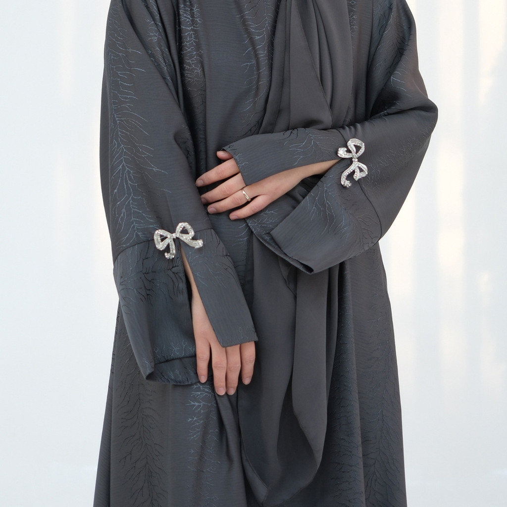 Raya Muslim Abaya for Women Bow Dresses Split Sleeve Ramadan Dubai Long Robe Party Islam Kaftan - detail 1