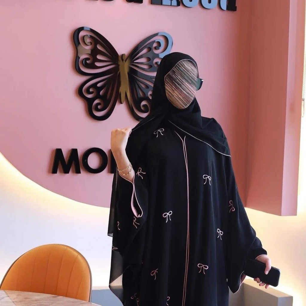 Raya Muslim Women Luxury Party Dresses Bow Embroidery Ramadan Dubai Open Abayas Kaftan Islam Cardigan Robe Jubah - detail 2
