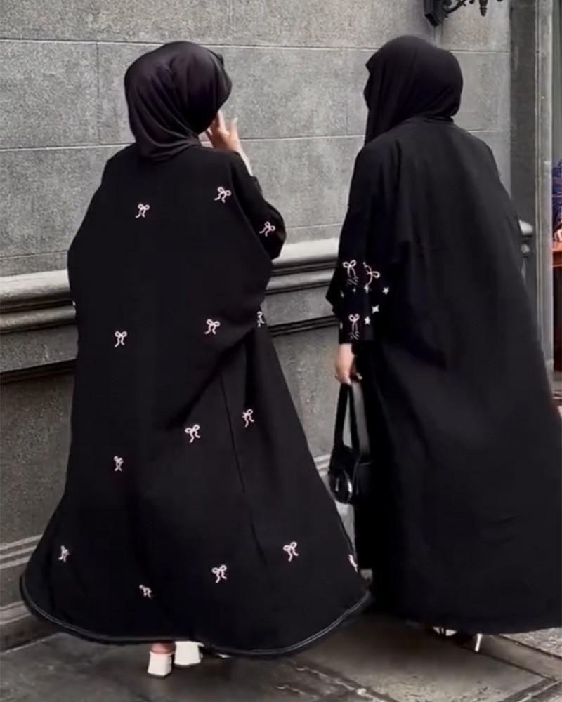 Muslim Abaya Dress for Women Embroidery Cardigan Raya Ramadan Robe Dubai Abayas Kaftan Islam Arab - detail 11