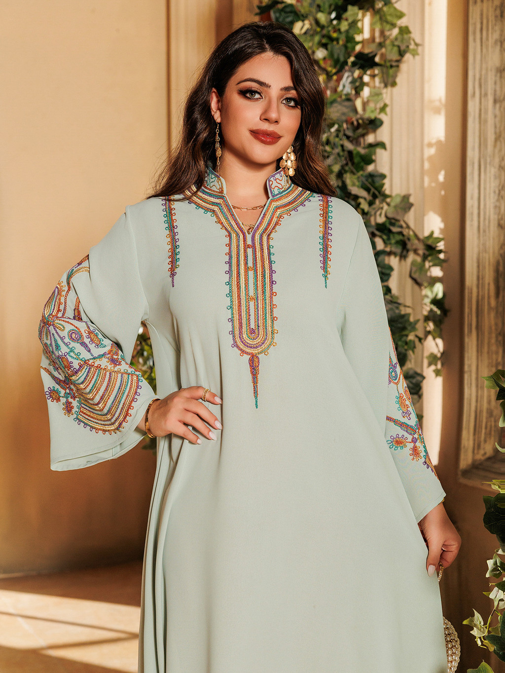 Abaya Women Party Dress Embroidery Muslim Modest Raya Dresses Long Robe Ramadan Dubai Kaftan Abayas - detail 10