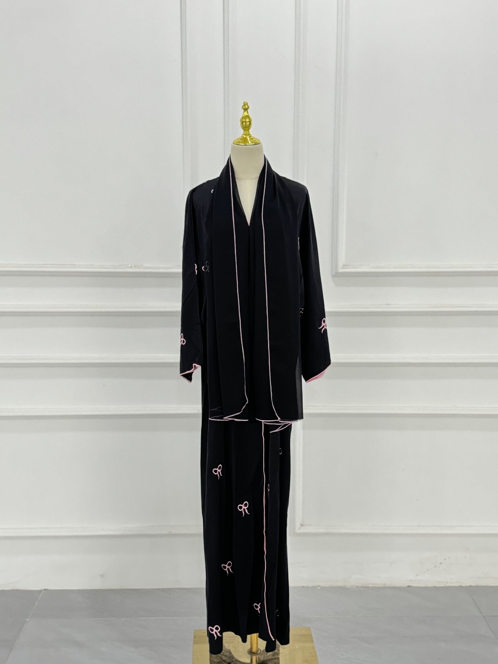 Raya Muslim Women Luxury Party Dresses Bow Embroidery Ramadan Dubai Open Abayas Kaftan Islam Cardigan Robe Jubah - detail 5