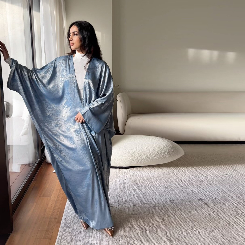 Satin Kimono Open Abayas for Women Ramadan Muslim Dress Malayu Kaftan Kebaya Caftan Abaya Dubai Luxury - detail 4