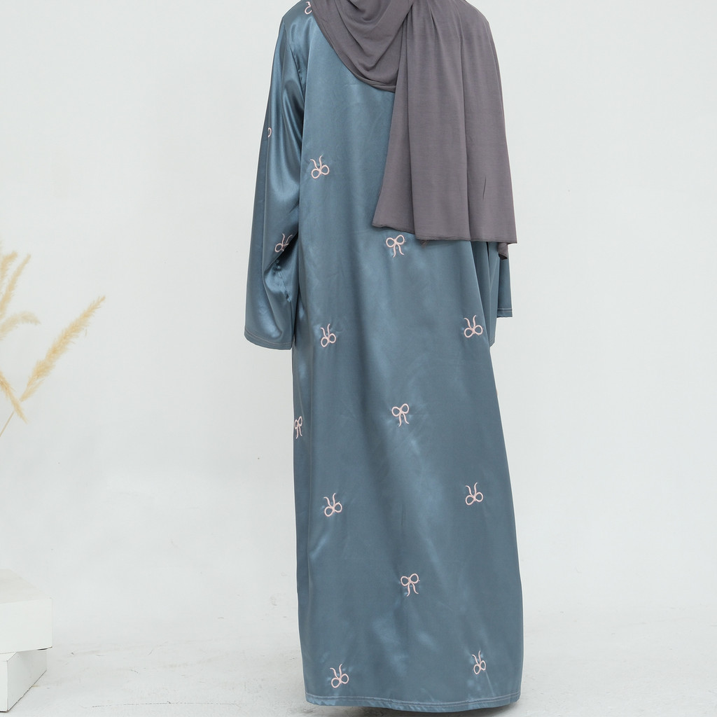 Raya Muslim Open Abaya for Women Cardigan Robe Long Dresses Bow Embroidery Ramadan Dubai Abayas Kaftan Jubah - detail 12