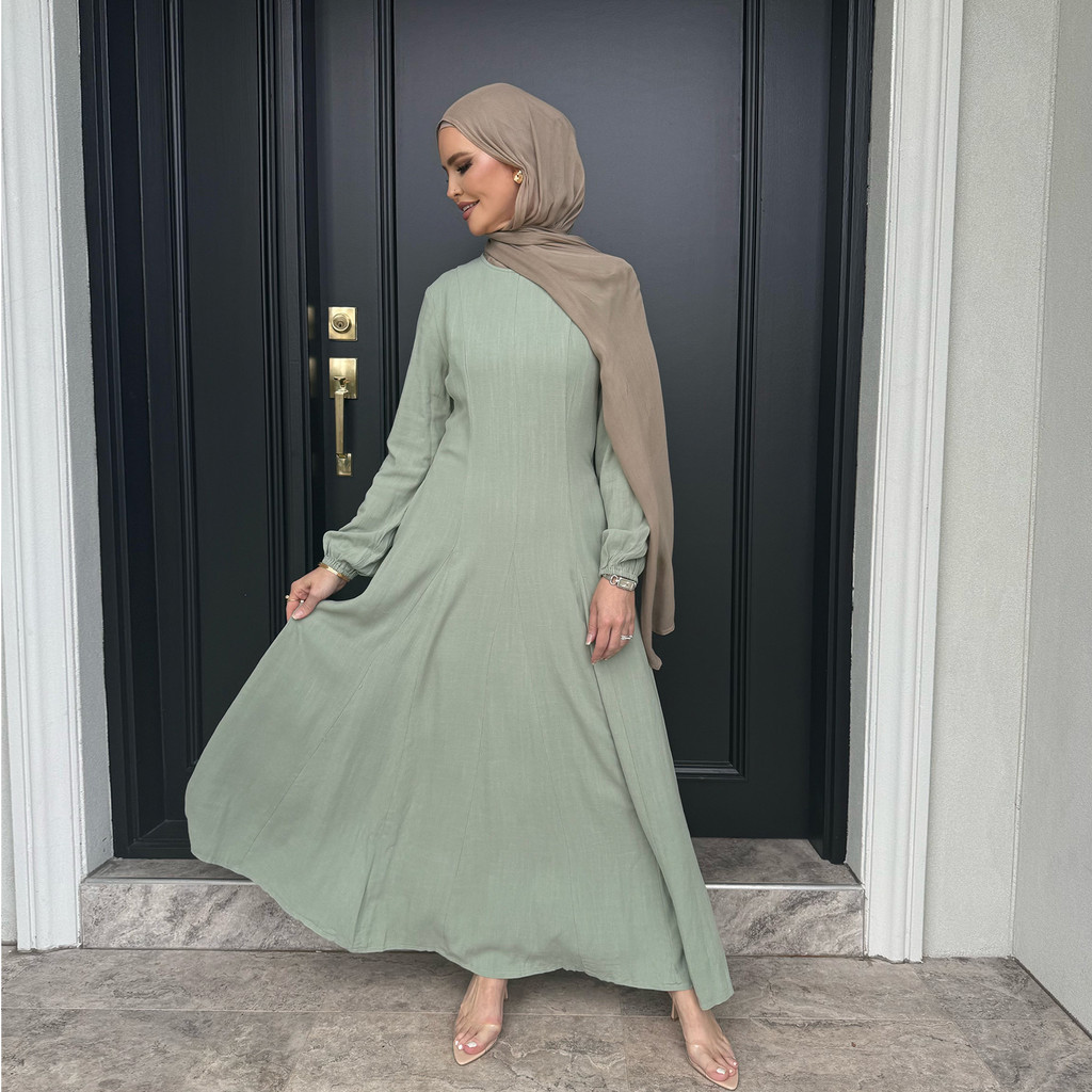 New Muslim Dress for Women Cotton and Linen Maxi Dresses Raya Ramadan Modest Abaya Robe Islam Clothing Jubah - detail 2