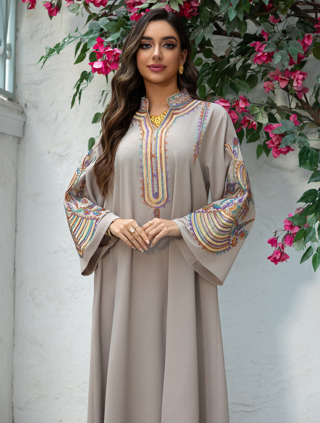 Abaya Women Party Dress Embroidery Muslim Modest Raya Dresses Long Robe Ramadan Dubai Kaftan Abayas - detail 3
