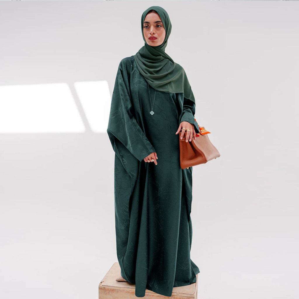 Closed Abaya Dress Dubai Luxury Muslim Hijab Dress 3D Jacquard Satin Black Abayas for Women Kaftan Malay Islamic - detail 5
