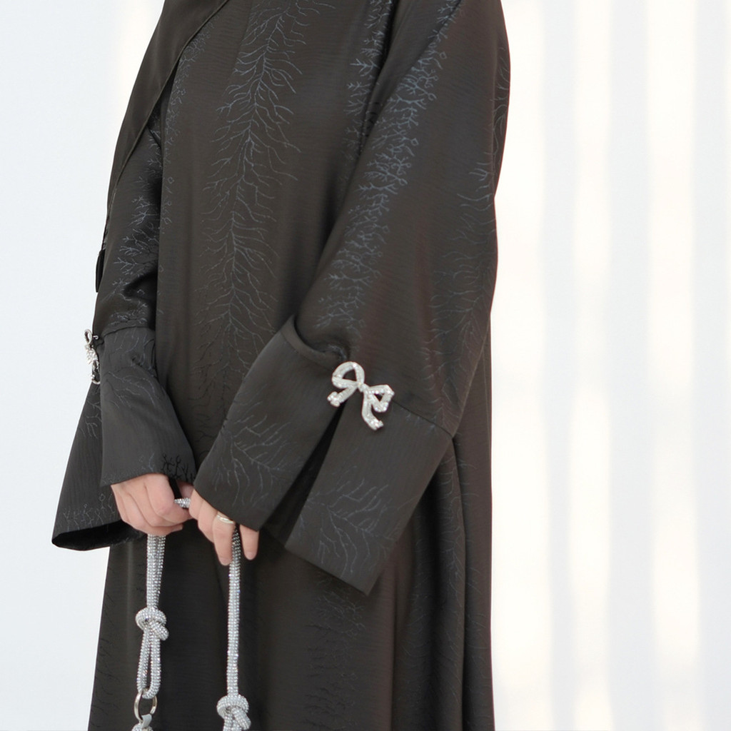 Raya Muslim Abaya for Women Bow Dresses Split Sleeve Ramadan Dubai Long Robe Party Islam Kaftan - detail 6