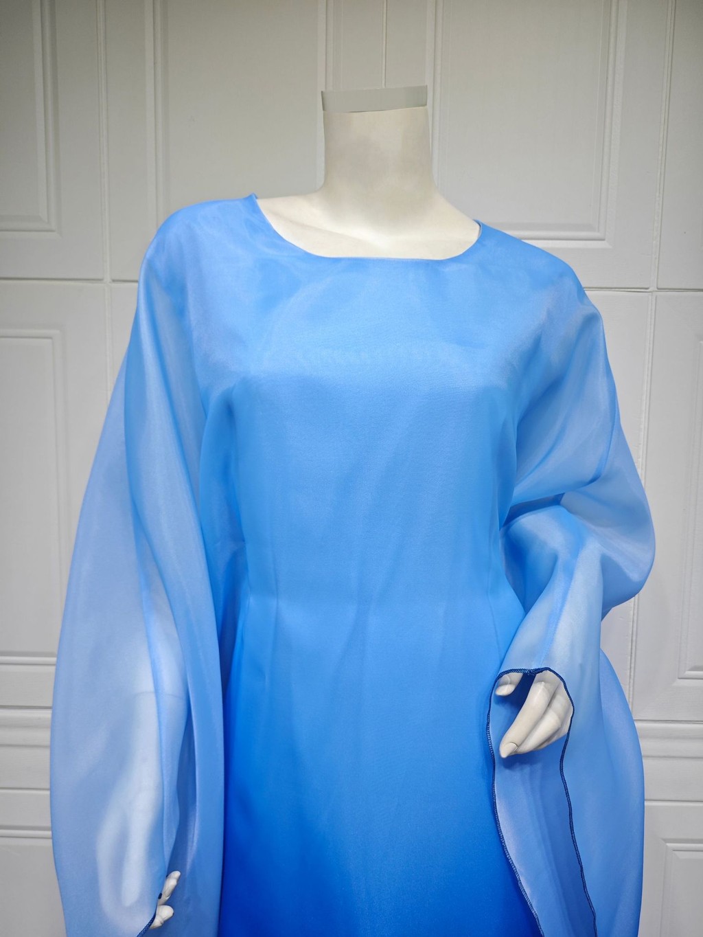 Raya Arab Satin Muslim Party Dress for Women Bat Sleeve Abaya Long Dresses Malayu Kaftan Ramadan Gown Robe - detail 4
