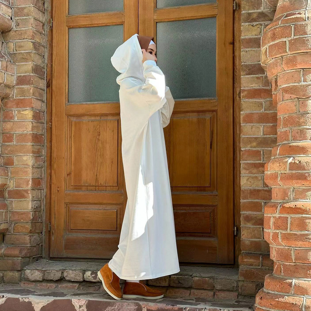 Muslim Women Hoodie Dress Saudi Arabic Long Robe Abaya Dubai Kaftan Raya Ramadan Hooded Dresses Abayas and Jubah - detail 8