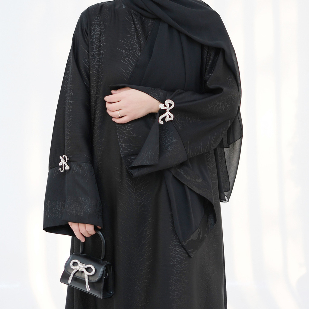 Raya Muslim Abaya for Women Bow Dresses Split Sleeve Ramadan Dubai Long Robe Party Islam Kaftan - detail 10