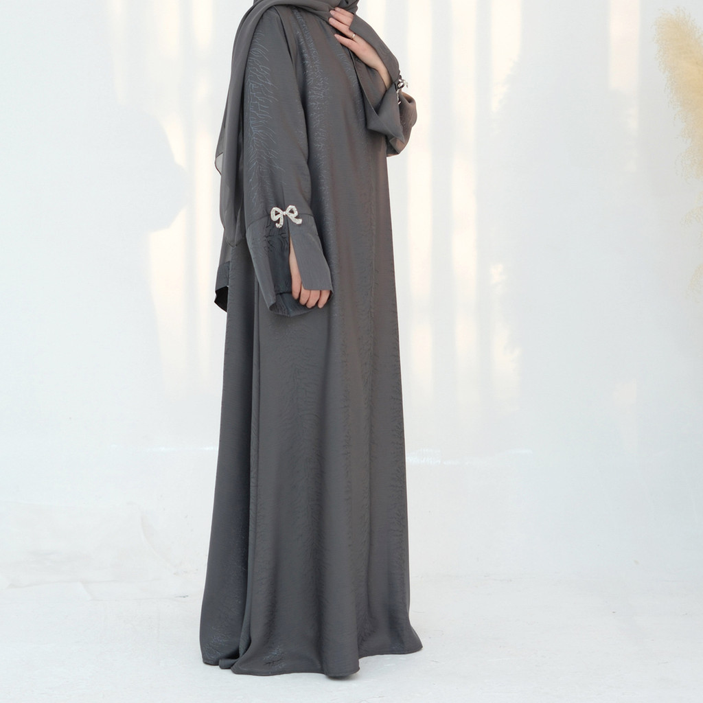 Raya Muslim Abaya for Women Bow Dresses Split Sleeve Ramadan Dubai Long Robe Party Islam Kaftan - detail 2