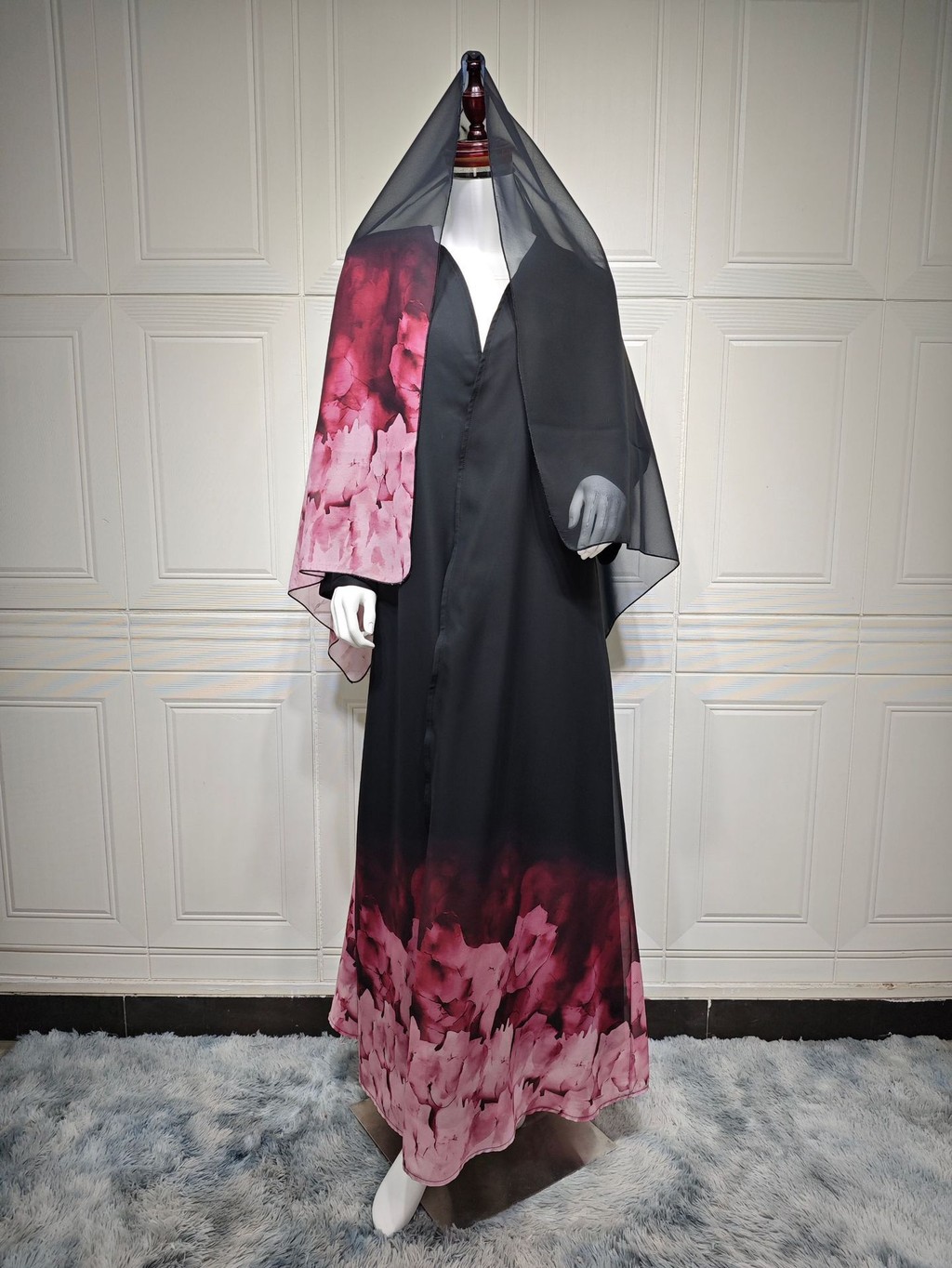 Muslim Women Abaya with Scarf 2 Piece Set Raya Abayas Cardigan Casual Long Robe Kaftan Party Ramadan Modest Jubah - detail 8