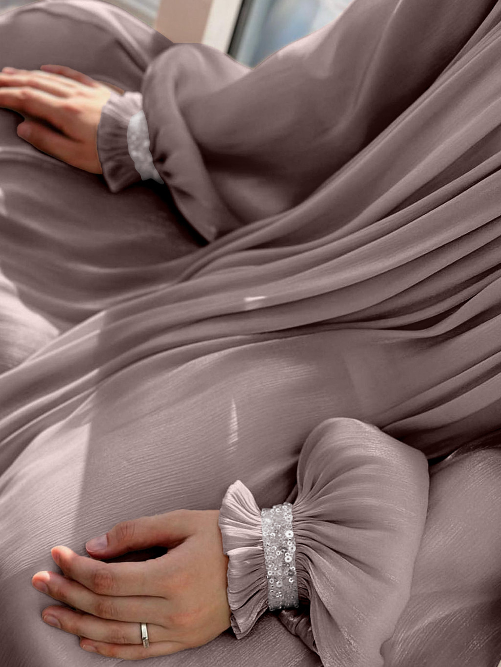Dubai Muslim Modest Dress for Women Elegant Arab Stain Plain Abaya with Belt Islamic Solid Long Sleeve Robe - detail 6
