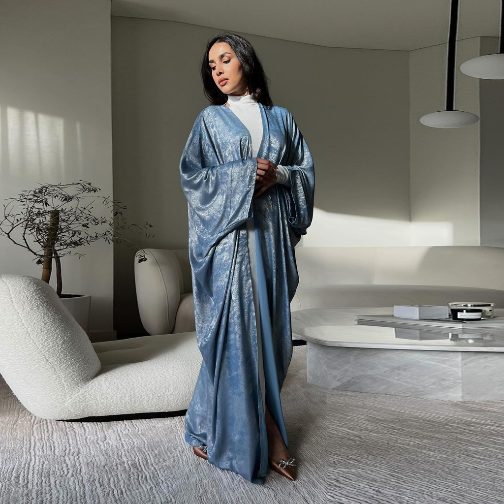 Satin Kimono Open Abayas for Women Ramadan Muslim Dress Malayu Kaftan Kebaya Caftan Abaya Dubai Luxury - detail 3