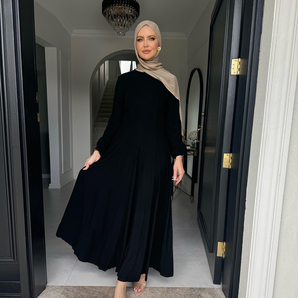 New Muslim Dress for Women Cotton and Linen Maxi Dresses Raya Ramadan Modest Abaya Robe Islam Clothing Jubah - detail 7