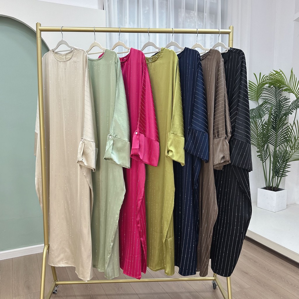 Luxury Dubai Abaya Dress for Muslim Women Ramadan Raya Malayu Party Clothing Islamic Malayu Modest Long Robe - detail 11
