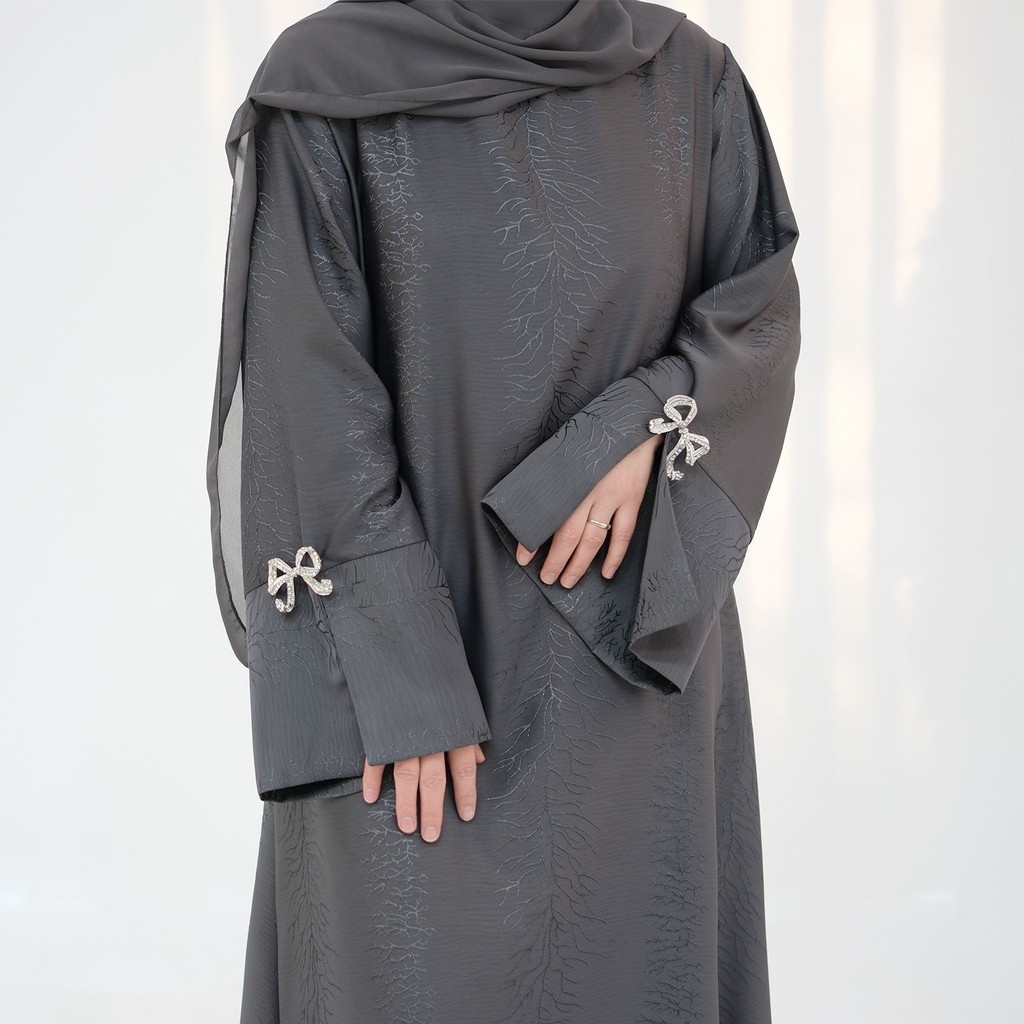 Raya Muslim Abaya for Women Bow Dresses Split Sleeve Ramadan Dubai Long Robe Party Islam Kaftan - detail 4