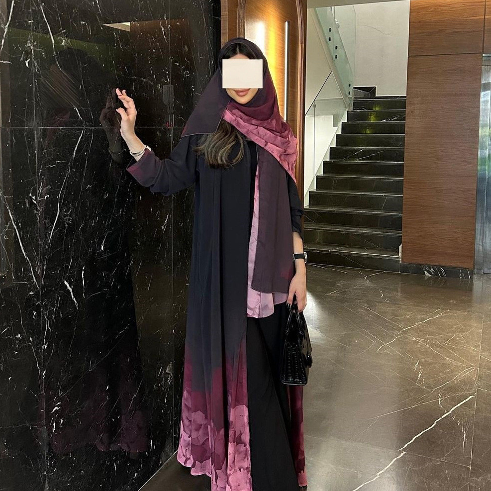 Muslim Women Abaya with Scarf 2 Piece Set Raya Abayas Cardigan Casual Long Robe Kaftan Party Ramadan Modest Jubah - detail 6