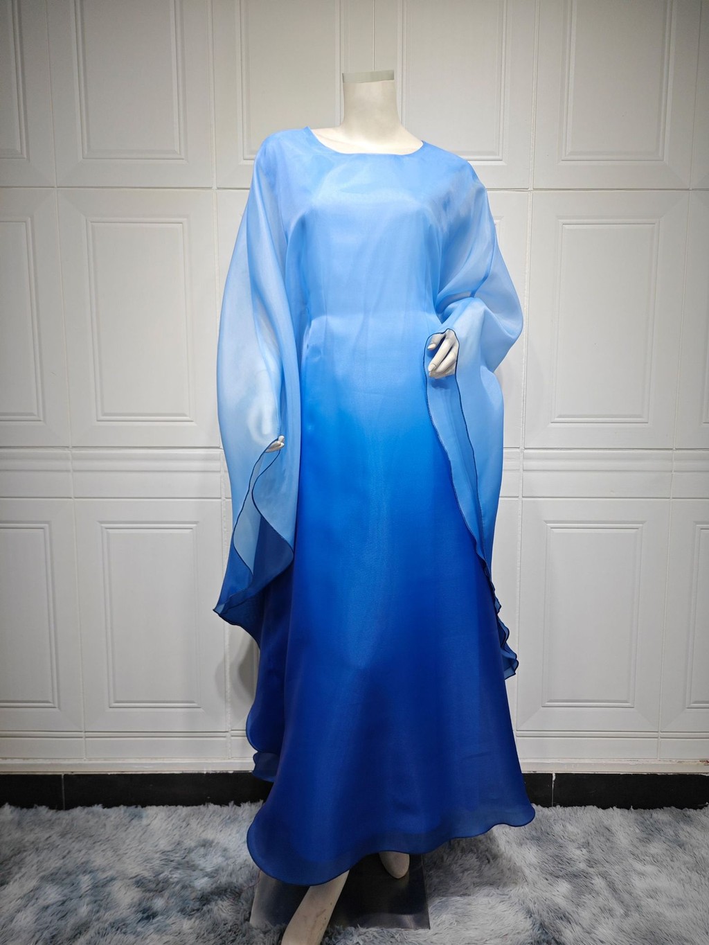 Raya Arab Satin Muslim Party Dress for Women Bat Sleeve Abaya Long Dresses Malayu Kaftan Ramadan Gown Robe - detail 3