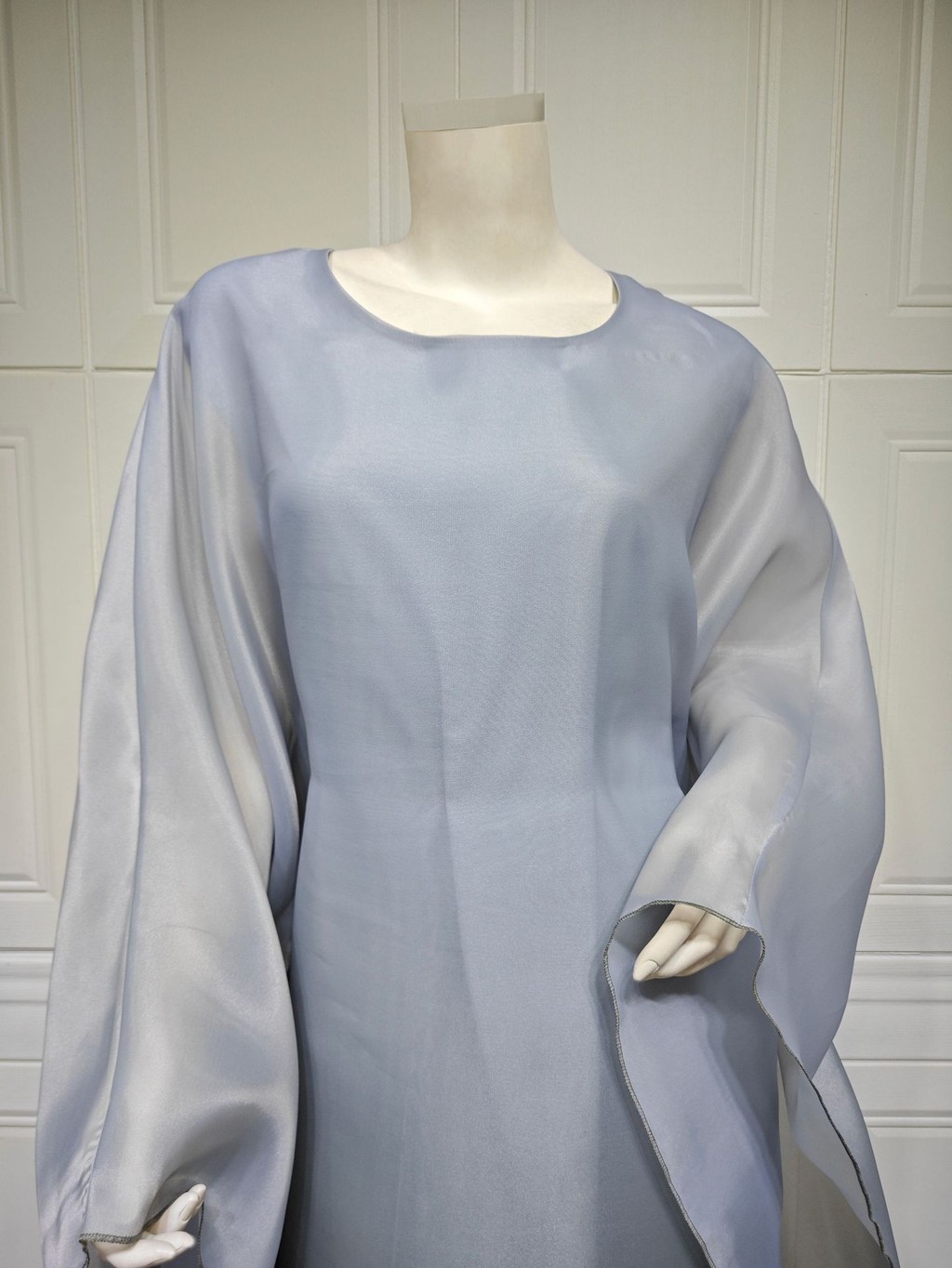 Raya Arab Satin Muslim Party Dress for Women Bat Sleeve Abaya Long Dresses Malayu Kaftan Ramadan Gown Robe - detail 9