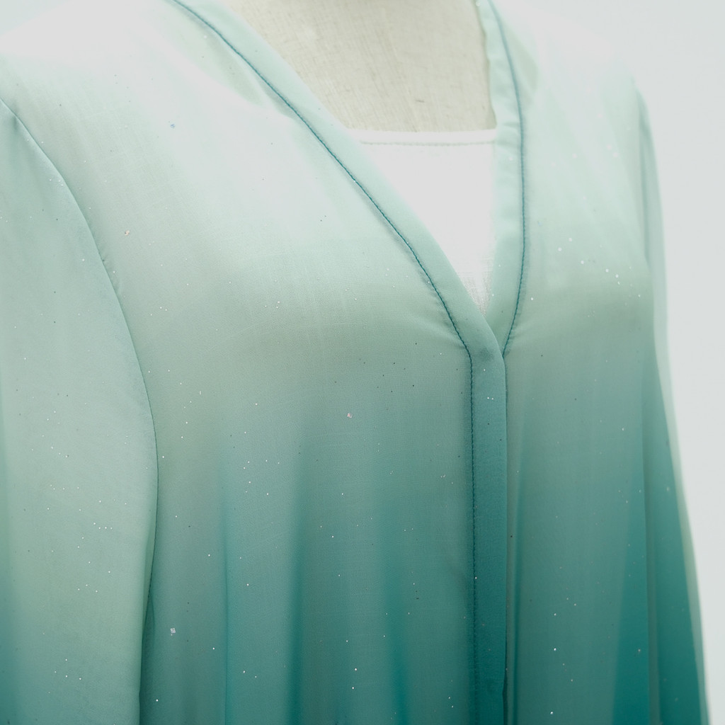 3 Piece Dubai Luxury Shiny Gradient Color Abaya Open Muslim Dresses with Scarf Chiffon Modest Robe Khimar Islamic Caftan - detail 9