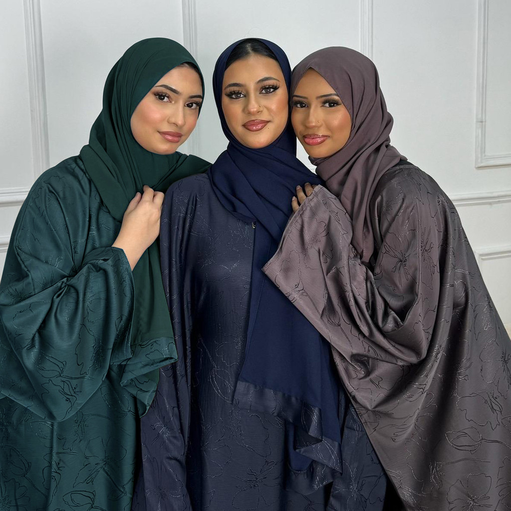 Closed Abaya Dress Dubai Luxury Muslim Hijab Dress 3D Jacquard Satin Black Abayas for Women Kaftan Malay Islamic - detail 1
