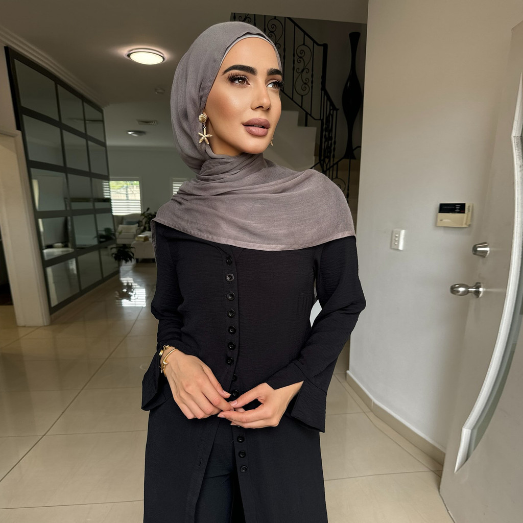Ramadan Plain 2 Piece Abaya Set Tops Pants Modest Muslim Sets Abayas Prayer Clothes For Women Caftan Jubah Kaftan - detail 8