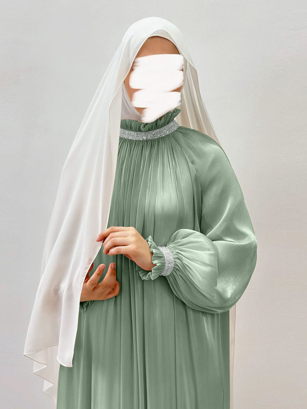 Dubai Muslim Modest Dress for Women Elegant Arab Stain Plain Abaya with Belt Islamic Solid Long Sleeve Robe - detail 10