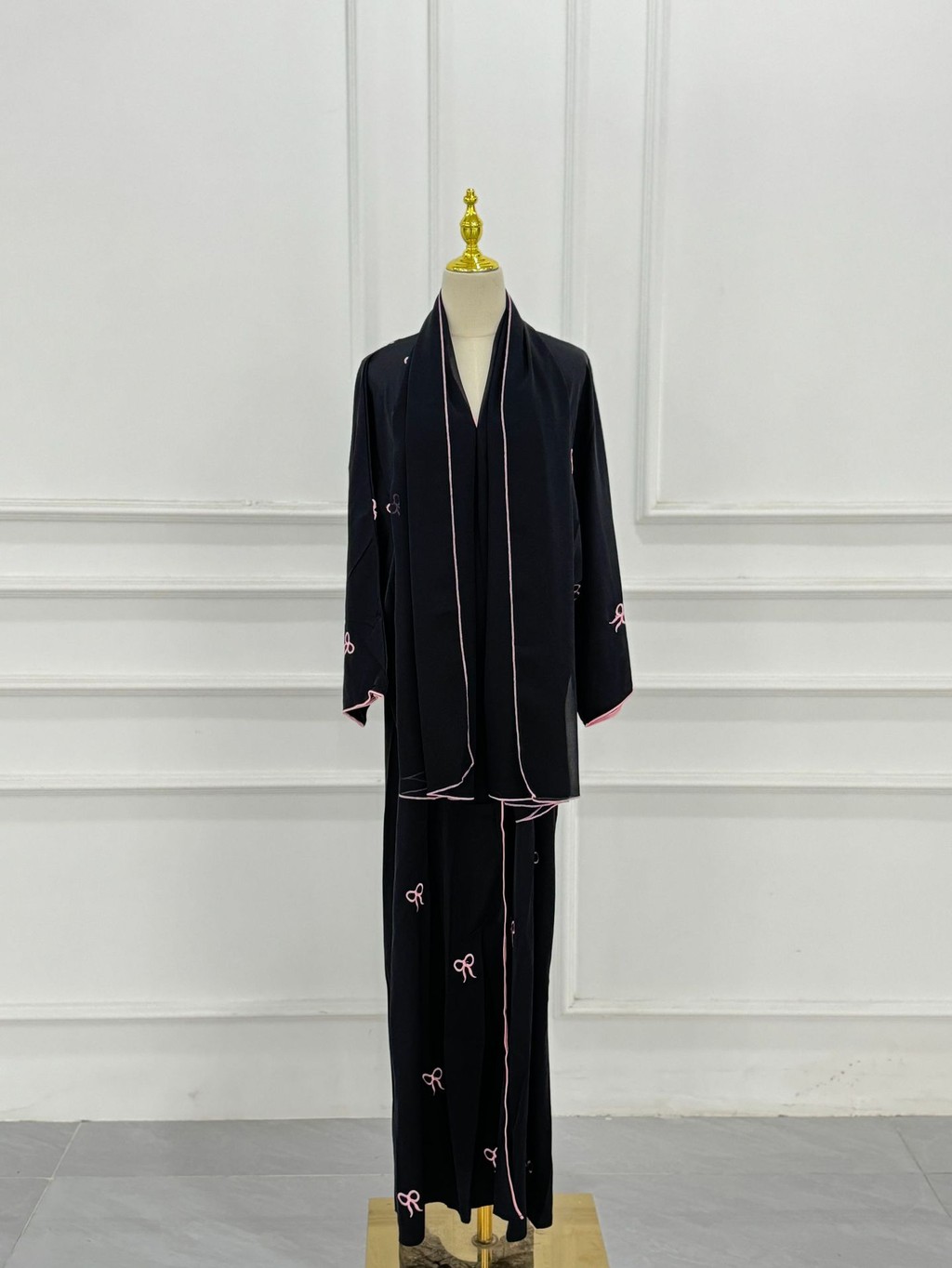 Raya Muslim Women Luxury Party Dresses Bow Embroidery Ramadan Dubai Open Abayas Kaftan Islam Cardigan Robe Jubah - detail 6
