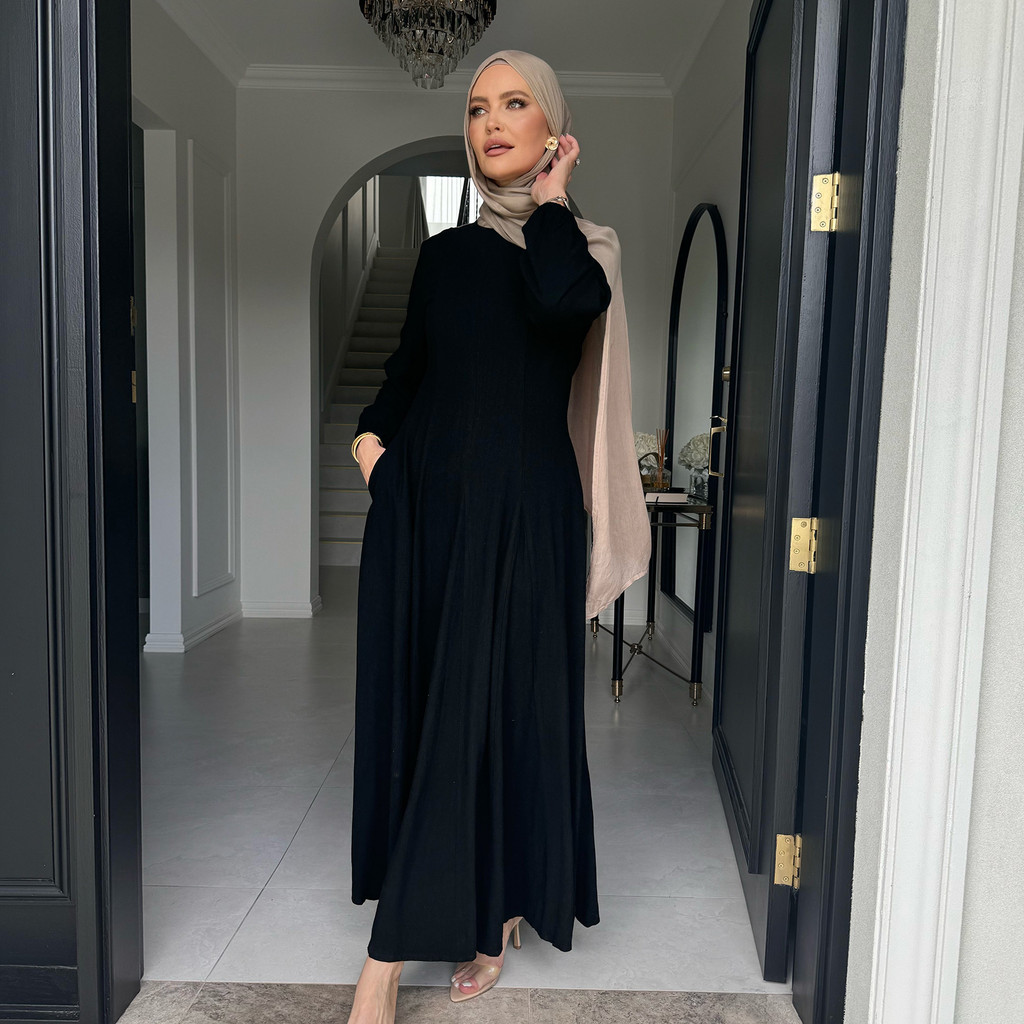 New Muslim Dress for Women Cotton and Linen Maxi Dresses Raya Ramadan Modest Abaya Robe Islam Clothing Jubah - detail 6