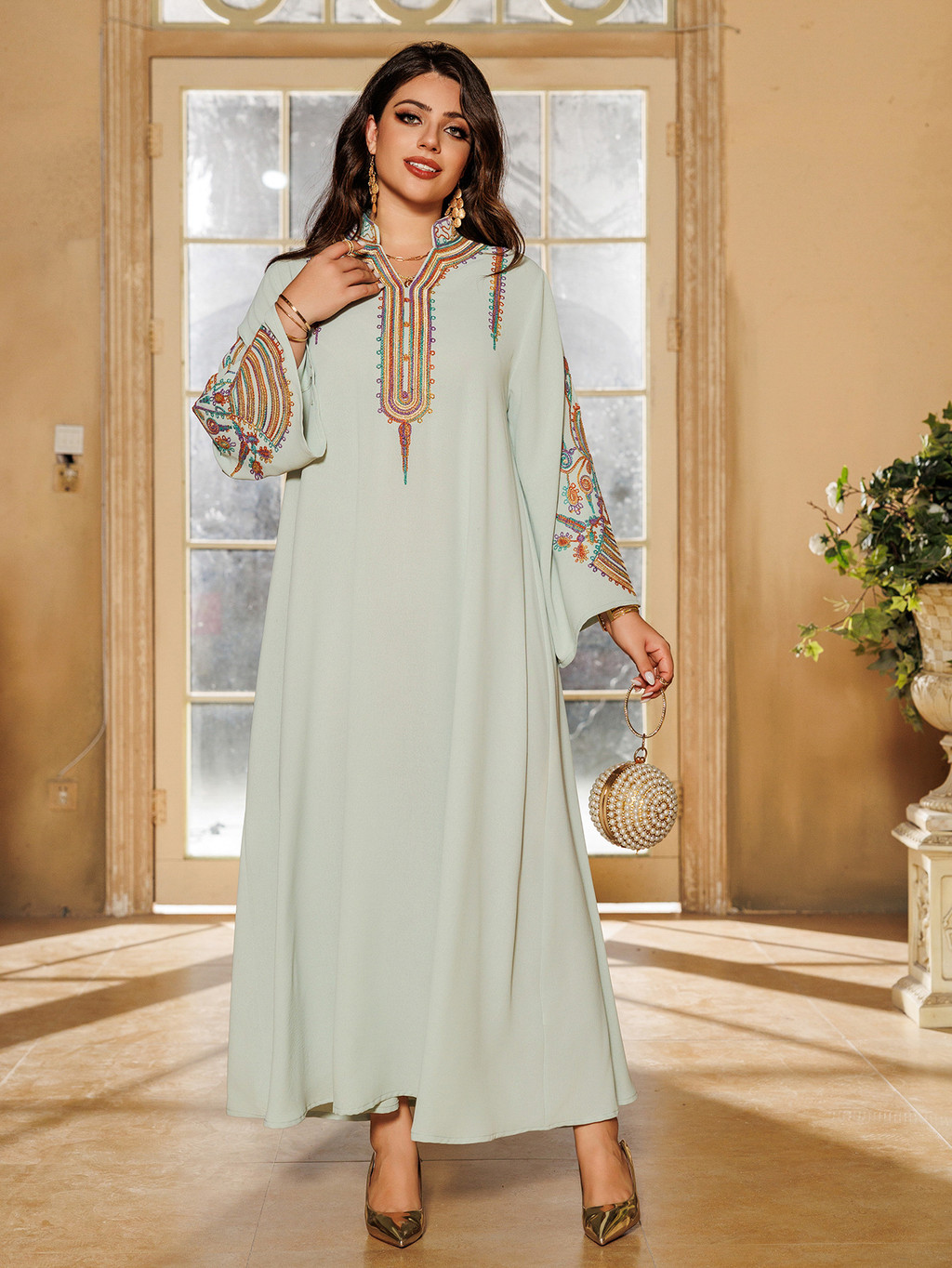 Abaya Women Party Dress Embroidery Muslim Modest Raya Dresses Long Robe Ramadan Dubai Kaftan Abayas - detail 9
